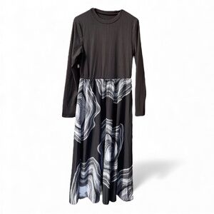 Black and White Long Sleeve Dress